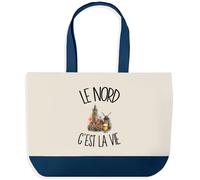 Planetee Grand Sac Cabas Le Nord C'est La Vie | Sac de Plage Shopping Courses en Coton | Idée Cadeau Femme Homme Anniversaire Noël | Imprimé en Bretagne
