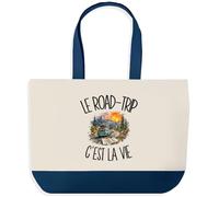 Planetee Grand Sac Cabas Le Road-Trip C'est La Vie | Sac de Plage Shopping Courses en Coton | Idée Cadeau Femme Homme Anniversaire Noël | Imprimé en Bretagne