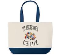 Planetee Grand Sac Cabas Les Jeux de Société C'est La Vie | Sac de Plage Shopping Courses en Coton | Idée Cadeau Femme Homme Anniversaire Noël | Imprimé en Bretagne