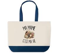 Planetee Grand Sac Cabas Ma Mamie C'est Ma Vie | Sac de Plage Shopping Courses en Coton | Idée Cadeau Femme Homme Anniversaire Noël | Imprimé en Bretagne