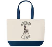Planetee Grand Sac Cabas Mon Schnauzer C'est Ma Vie | Sac de Plage Shopping Courses en Coton | Idée Cadeau Femme Homme Anniversaire Noël | Imprimé en Bretagne