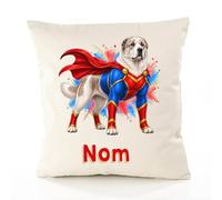 Planetee Housse de Coussin Berger d'Asie Centrale : Super-héros | Coton Canvas Fairtrade 305 g/m² Zip Invisible Taille 50×50 cm | Déco Canapé Salon Chambre