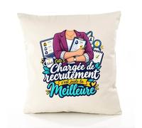 Planetee Housse de Coussin Chargee de Recrutement C'est Juste la Meilleure Métier | Coton Canvas Fairtrade 305 g/m² Zip Invisible Taille 5050 cm | Déco Canapé Salon Chambre