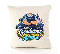 Planetee Housse de Coussin Gendarme C'est Juste la Meilleure Métier | Coton Canvas Fairtrade 305 g/m² Zip Invisible Taille 5050 cm | Déco Canapé Salon Chambre | Cadeau Crémaillère Anniversaire Noël