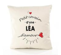 Planetee Housse de Coussin Premium Lea d'amour - Coton Canvas Fairtrade Beige Idée Cadeau Décoration Canapé 50x50