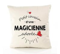 Planetee Housse de Coussin Premium Magicienne d'amour - Coton Canvas Fairtrade Beige Idée Cadeau Décoration Canapé 50x50