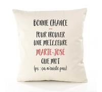 Planetee Housse de Coussin Premium Marie-José ça n'existe Pas - Coton Canvas Fairtrade Beige Idée Cadeau Décoration Canapé 40x40