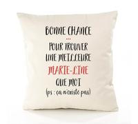 Planetee Housse de Coussin Premium Marie-Line ça n'existe Pas - Coton Canvas Fairtrade Beige Idée Cadeau Décoration Canapé 50x50