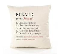 Planetee Housse de Coussin Premium Renaud Définition - Coton Canvas Fairtrade Beige Idée Cadeau Décoration Canapé 50x50