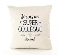 Planetee Housse de Coussin Premium Renaud Un Super Collègue - Coton Canvas Fairtrade Beige Idée Cadeau Décoration Canapé 50x50
