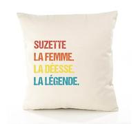 Planetee Housse de Coussin Premium Suzette la Déesse la Légende Vintage - Coton Canvas Fairtrade Beige Idée Cadeau Décoration Canapé