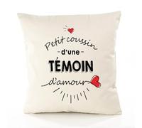 Planetee Housse de Coussin Premium Temoin d'amour - Coton Canvas Fairtrade Beige Idée Cadeau Décoration Canapé