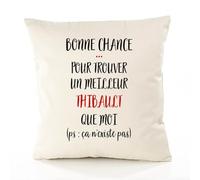 Planetee Housse de Coussin Premium Thibault ça n'existe Pas Homme - Coton Canvas Fairtrade Beige Idée Cadeau Décoration Canapé 40x40