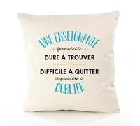 Planetee Housse de Coussin Premium Une Enseignante Formidable - Coton Canvas Fairtrade Beige Idée Cadeau Décoration Canapé 50x50