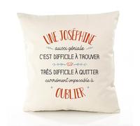 Planetee Housse de Coussin Premium Une Joséphine Aussi géniale - Coton Canvas Fairtrade Beige Idée Cadeau Décoration Canapé 40x40