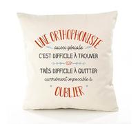 Planetee Housse de Coussin Premium Une Orthophoniste Aussi géniale - Coton Canvas Fairtrade Beige Idée Cadeau Décoration Canapé 40x40