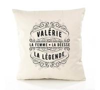 Planetee Housse de Coussin Premium VALÉRIE Déesse légende Noire - Coton Canvas Fairtrade Beige Idée Cadeau Décoration Canapé 50x50