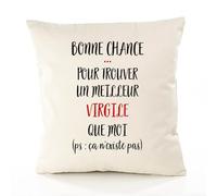 Planetee Housse de Coussin Premium Virgile ça n'existe Pas Homme - Coton Canvas Fairtrade Beige Idée Cadeau Décoration Canapé 40x40