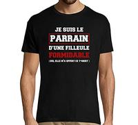 Planetee Je suis Le Parrain d'une filleule Formidable | T-Shirt Famille Humour pour idée Cadeau Original sur Les Liens familiaux/parenté XS