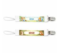 Planetee Lot de 2 Attaches Tétine pour Bryan Animaux Mignons - Attache Sucette Personnalisée Bébé Garçon Cadeau Naissance