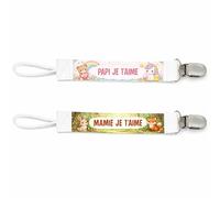 Planetee Lot de 2 Attaches Tétine pour Je Je t'aime Papi Mamie - Attache Sucette Bébé Fille Cadeau Naissance