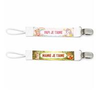 Planetee Lot de 2 Attaches Tétine pour Je Je t'aime Papi Mamie - Attache Sucette Bébé Fille Cadeau Naissance