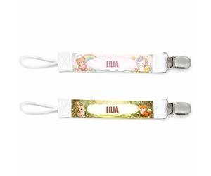 Planetee Lot de 2 Attaches Tétine pour Lilia Animaux Mignons - Attache Sucette Personnalisée Bébé Fille Cadeau Naissance