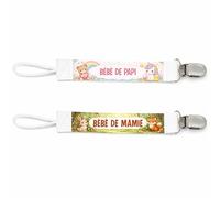 Planetee Lot de 2 Attaches Tétine pour Papi Mamie Animaux Mignons - Attache Sucette Bébé Fille Cadeau Mamie