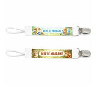 Planetee Lot de 2 Attaches Tétine pour Parrain Marraine Animaux Mignons - Attache Sucette Bébé Garçon Cadeau Marraine