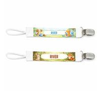 Planetee Lot de 2 Attaches Tétine pour River Animaux Mignons - Attache Sucette Personnalisée Bébé Garçon Cadeau Naissance