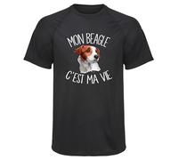 Planetee Maillot de Sport Homme Beagle Cest la Vie - T-Shirt Respirant Polyester Manches Courtes - Cadeau Sportif Anniversaire Noël Fête des Pères - Taille 3XL