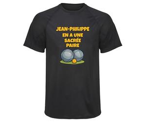 Planetee Maillot de Sport Homme pour Jean-Philippe en a Une Sacree Paire - T-Shirt Respirant Polyester Manches Courtes - Cadeau Sportif Anniversaire Noël Fête des Pères - Taille M
