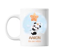 Planetee Mug Aaron bébé Panda Roi des Câlins | Tasse prénom idée cadeau Humour Mignon pour enfant garçon | Imprimé en France