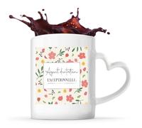 Planetee Mug Agent d’entretien Exceptionnelle motif floral Anse Cœur 325ml - Tasse Céramique Café Thé Cadeau Femme Collègue Départ Retraite Anniversaire Fête des Mères Secret Santa