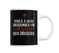 Planetee Mug Aide Soignant Qui déchire | Tasse café métier pour collègue de travail ami ou famille | Imprimé en France
