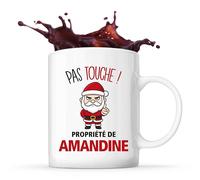 Planetee Mug Amandine Pas Touche Père Noël - Tasse Originale - Secret santa Cadeau Noël Humour Insolite Collègue
