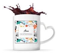 Planetee Mug Anse Coeur prénom Anne Exceptionnelle tasse anse en forme de coeur 325 ml tasse prénom design abstrait cadeau femme anniversaire Noël maman collègue