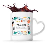 Planetee Mug Anse Coeur prénom Marie-Odile Exceptionnelle tasse anse en forme de coeur 325 ml tasse prénom design abstrait cadeau femme anniversaire Noël maman collègue