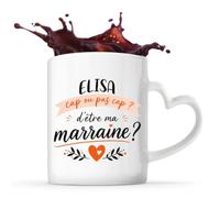 Planetee Mug anse coeurElisa cap d'être ma marraine 2 Cadeau Annonce Grossesse
