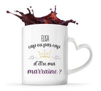 Planetee Mug anse coeurElisa cap Marraine 2 Cadeau Annonce Grossesse