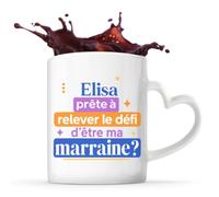 Planetee Mug anse coeurElisa Défi Marraine 2 Cadeau Annonce Grossesse
