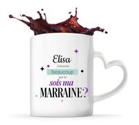 Planetee Mug anse coeurElisa sois ma Marraine Cadeau Annonce Grossesse