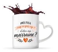 Planetee Mug anse coeurMélissa cap d'être ma marraine 2 Cadeau Annonce Grossesse