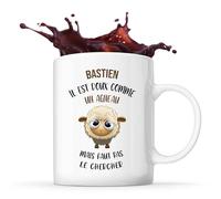 Planetee Mug Bastien Doux comme un Agneau | Tasse Prénom Cadeau Anniversaire Noël Humour