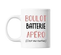 Planetee Mug Batterie C'est ma Routine Blanc | Tasse Humour