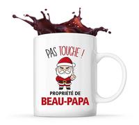 Planetee Mug Beau-Papa Pas Touche Père Noël - Tasse Originale - Secret santa Cadeau Noël Humour Insolite Collègue