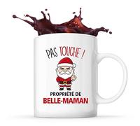Planetee Mug Belle-Maman Pas Touche Père Noël - Tasse Originale - Secret santa Cadeau Noël Humour Insolite Collègue