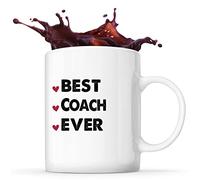 Planetee Mug Best Coach Ever | Idée Tasse Cadeau Travail Boulot Métier Départ Retraite Collègue Femme Anniversaire Noël