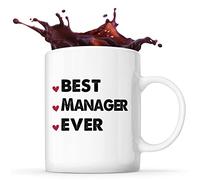 Planetee Mug Best Manager Ever | Idée Tasse Cadeau Travail Boulot Métier Départ Retraite Collègue Femme Anniversaire Noël