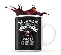 Planetee Mug Billard avec sa queue Prénom métier âge Personnalisable | Tasse drôle pour joueur de billard | idée cadeau anniversaire Noël fête des Pères